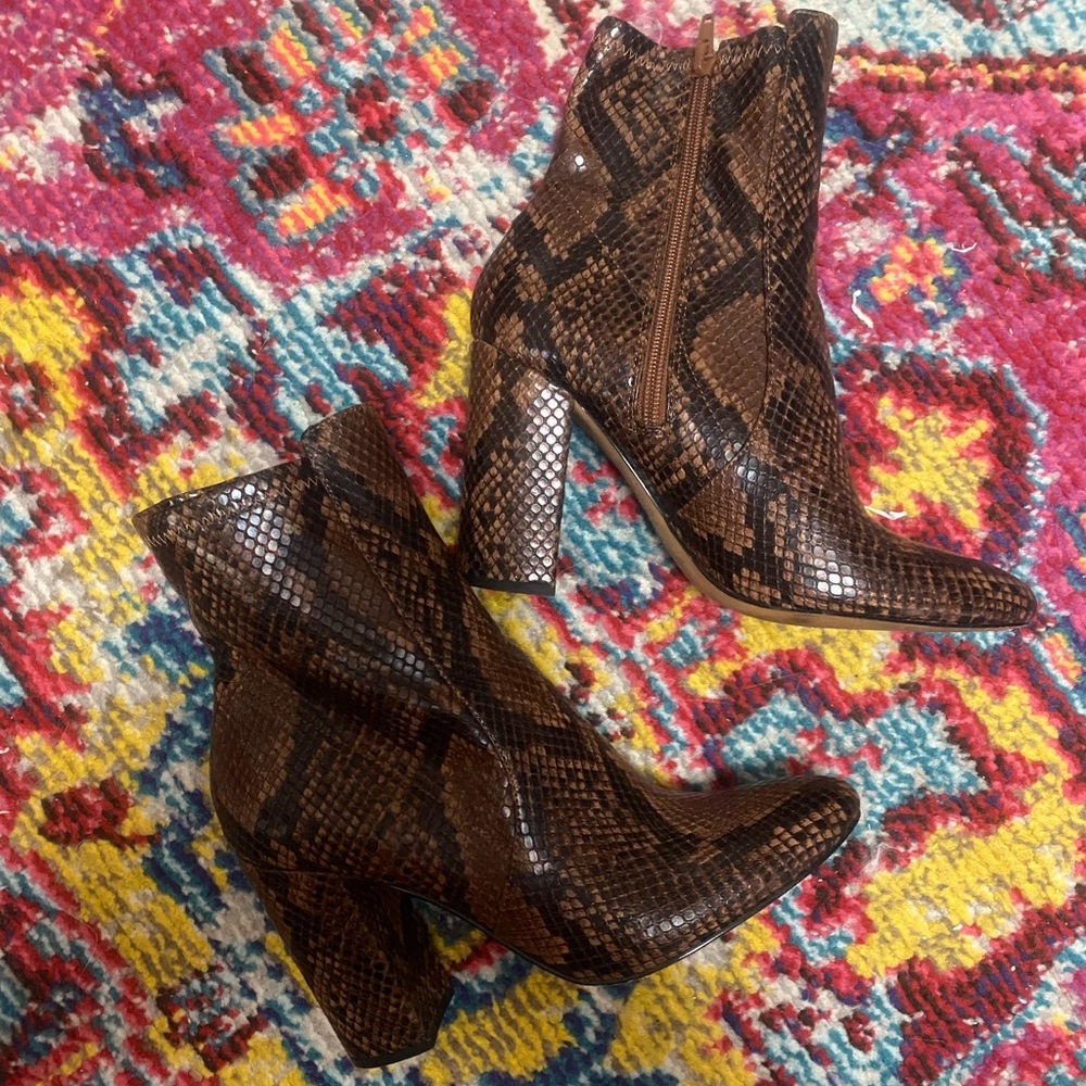 Snake print booties